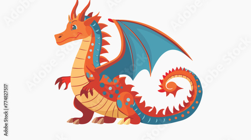 Rendering of a fairy tale dragon isolated on white background © Mishab