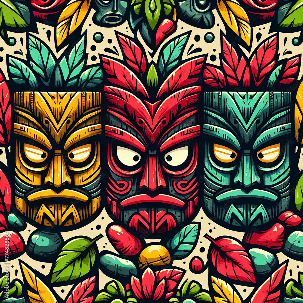 funny cartonized tiki mask texture pattern
funny cartonized tiki mask texture pattern