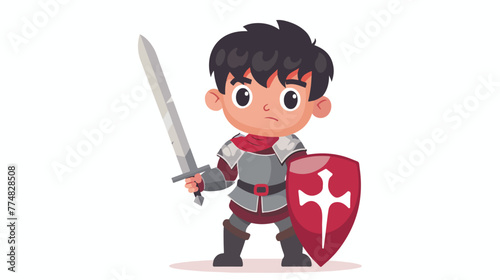 Knight boy flat vector isolated on white background