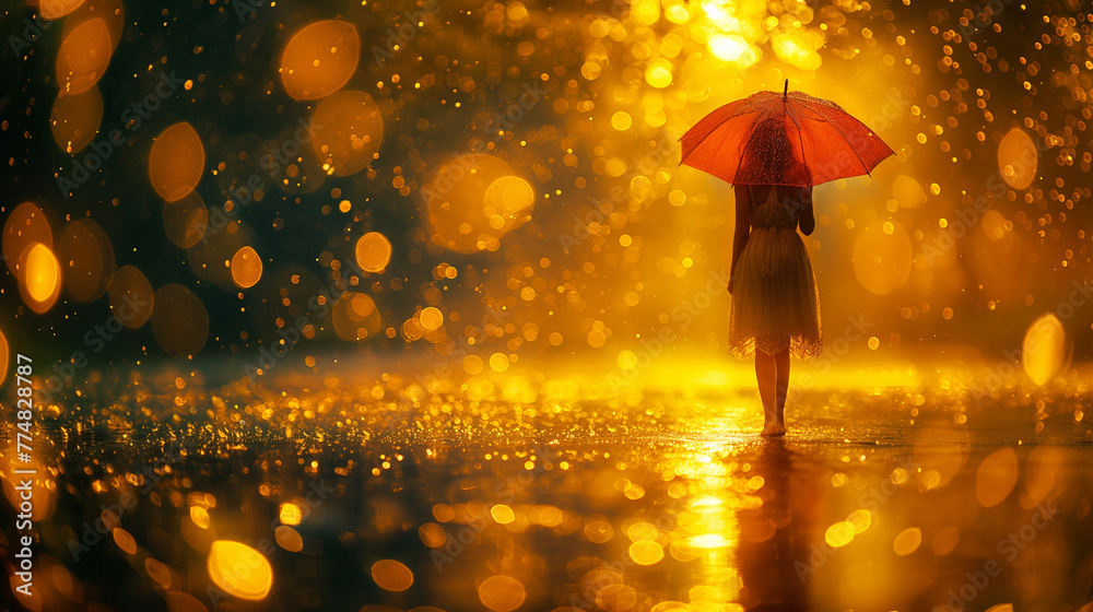 Woman with umbrella.