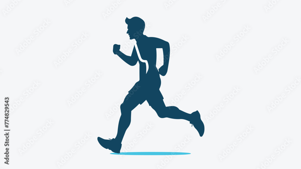 Runner sport blue color icon in flat style isolated.