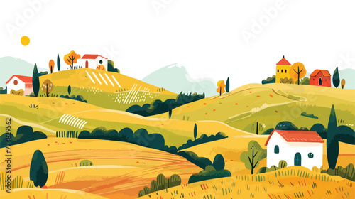 Rural Landscape. Countryside. flat vector isolated on