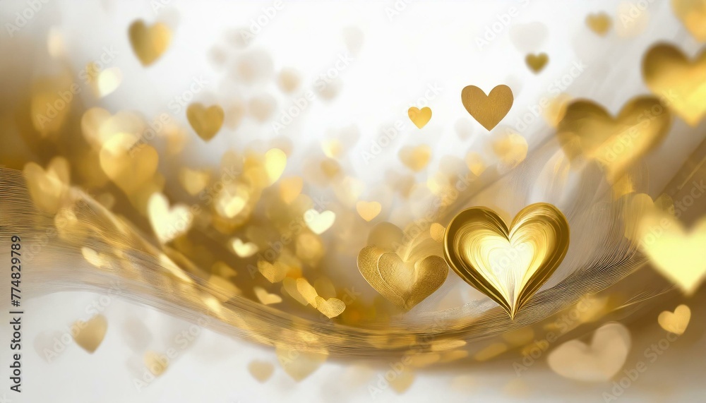 White and gold background with hearts