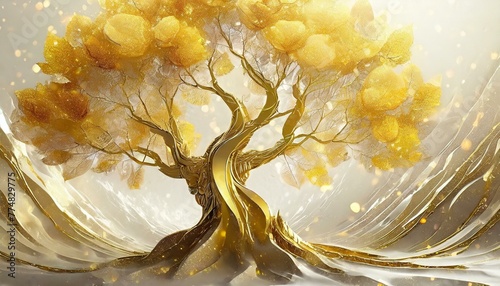 Ilustracja ze złotym drzewem