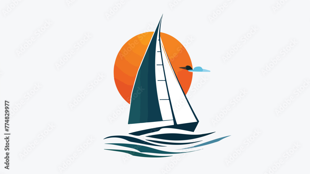 Sailing boat logo icon design template vector flat vector