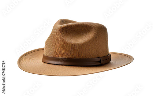 A stylish brown hat with a matching band, exuding elegance and charm