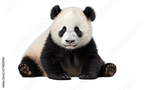A peaceful panda bear in black and white sits down gracefully © yousaf