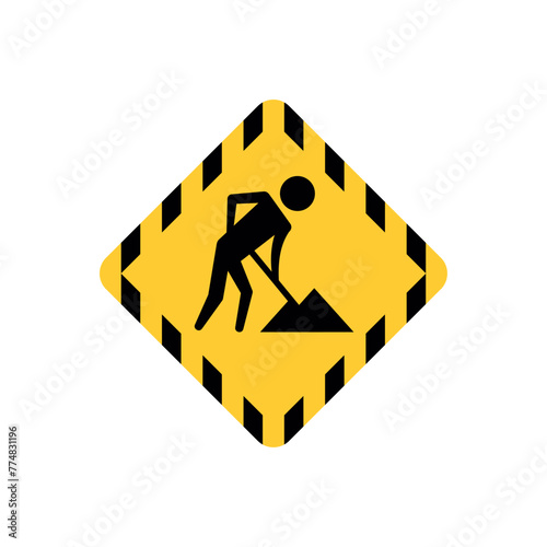 Under construction vector sign isolated on white background.