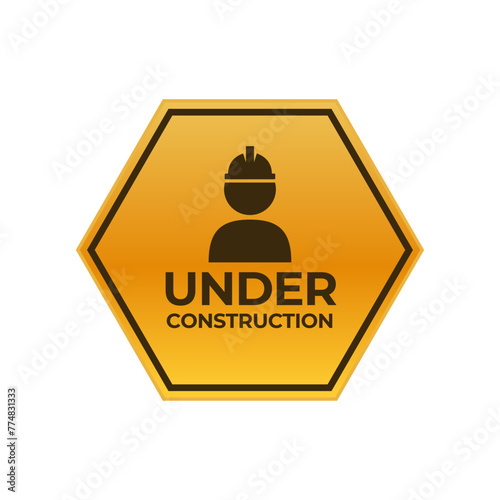 Under construction vector sign isolated on white background.