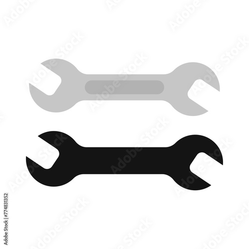 Wrench icon flat icon for apps on the white background.