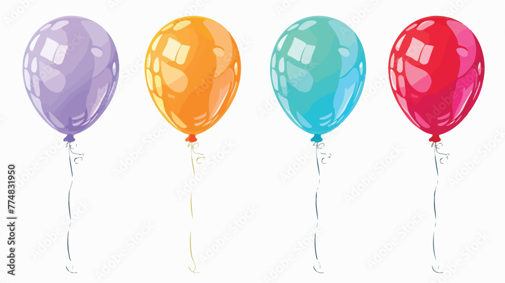 Set of colored ballons. Raster Version. flat vector