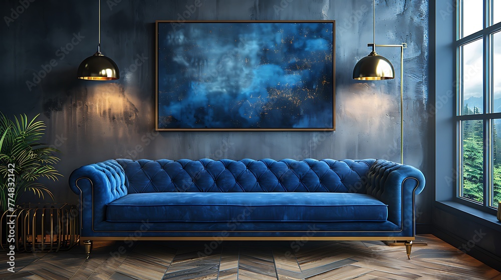 Obraz premium Contemporary Chic: Elegant Living Room with Designer Touches