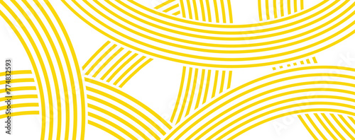 Yellow ramen pattern on white background. Wave abstract pattern. Vector banner © Elena