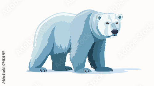 Polar bear isolated on white background flat v