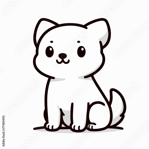 cartoon tame guide dog pet sitting in flat design style
