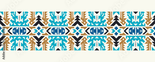 Ethnic border ornament. Geometric ethnic oriental seamless pattern. Stripe vector illustration. Native American Mexican African Indian tribal style. Design border, textile, fabric, clothing, carpet.