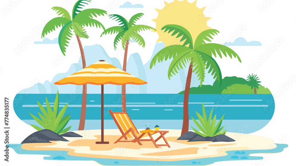 Tropical Summer Vacation. flat vector isolated on white