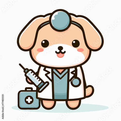 pet dog doctor cartoon in flat design style