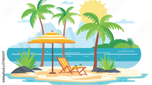 Tropical Summer Vacation. flat vector isolated on white © Mishab
