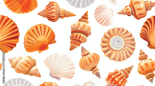 Various Colorful seashell background flat vector