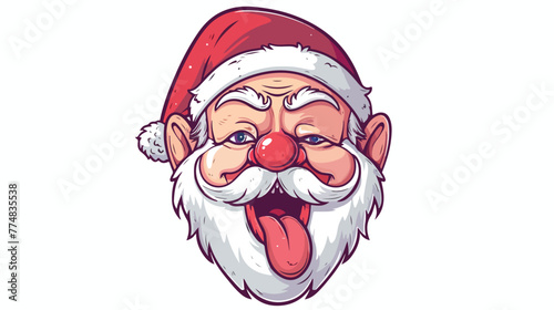 Santa claus head with tongue out and crazy eye