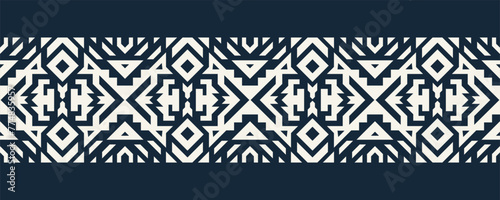 Ethnic border ornament. Geometric ethnic oriental seamless pattern. Stripe vector illustration. Native American Mexican African Indian tribal style. Design border, textile, fabric, clothing, carpet.
