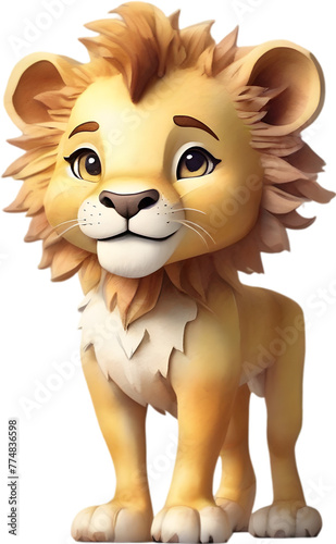 Watercolor drawing of a cute Lion in cartoon style.