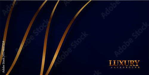 Luxury navy blue gold background banner