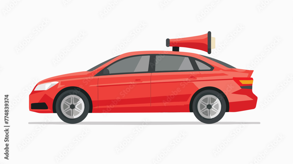 Car Horn Red Flat Icon On White Background flat vector