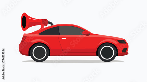 Car Horn Red Flat Icon On White Background flat vector photo