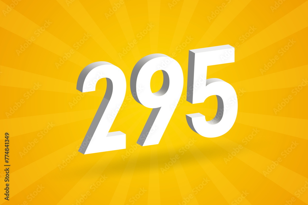 3D 295 number font alphabet. White 3D Number 295 with yellow background 3D 295 number font alphabet. White 3D Number 295 with yellow background