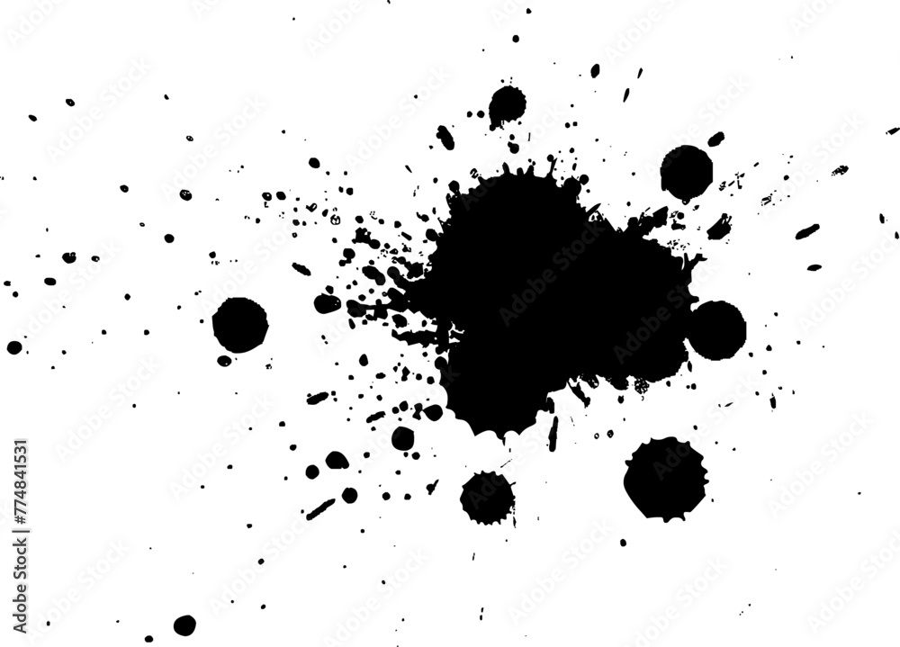 black ink dropped painting splatter splash grunge graphic element