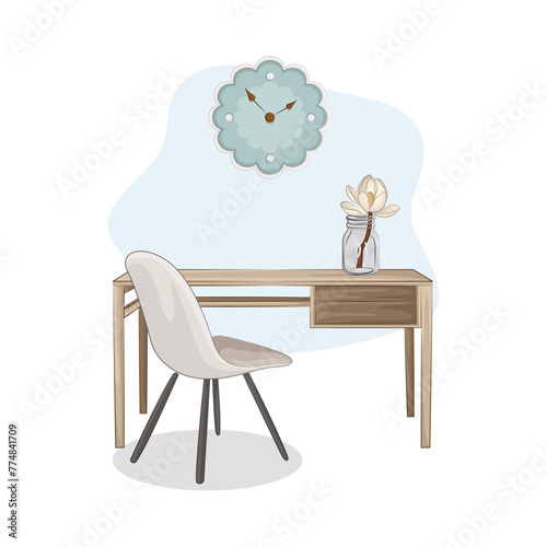 Illustration of office desk 