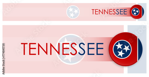 Tennessee US state horizontal web banner in modern neomorphism style. Webpage Tennessee election header button for mobile application or internet site. Vector