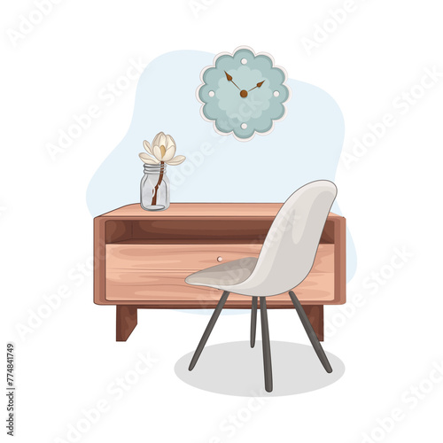Illustration of office desk 
