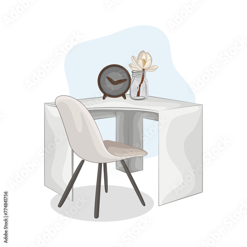 Illustration of office desk 