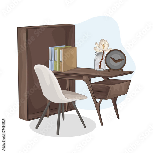 Illustration of office desk 