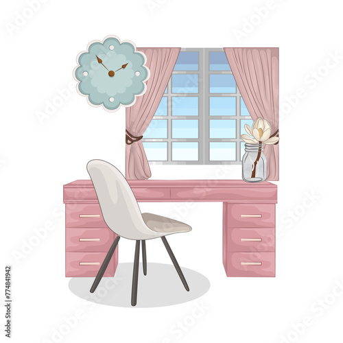 Illustration of office desk 