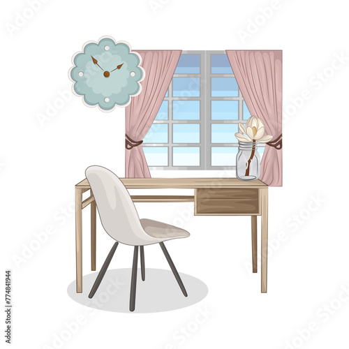 Illustration of office desk 