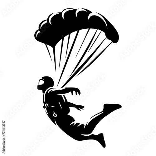 minimalist Skydiver man extreme sport freedom vector black color silhouette 8