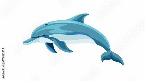 Dolphin jumping flat vector isolated on white
