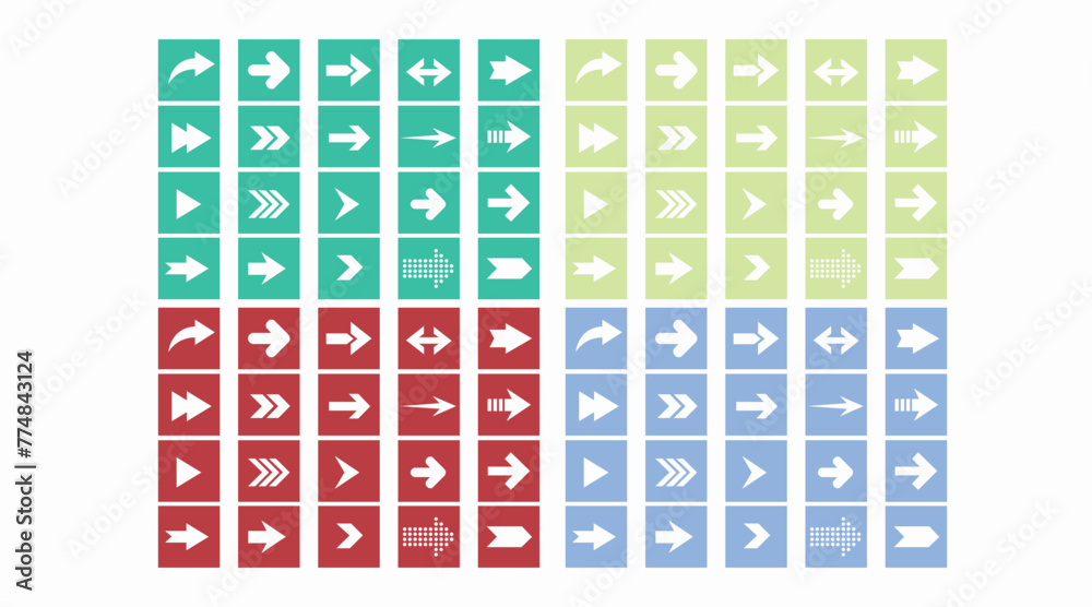Arrows Icon Set. Vector isolated editable set of different color and shape arrows Arrows Icon Set. Vector isolated editable set of different color and shape arrows