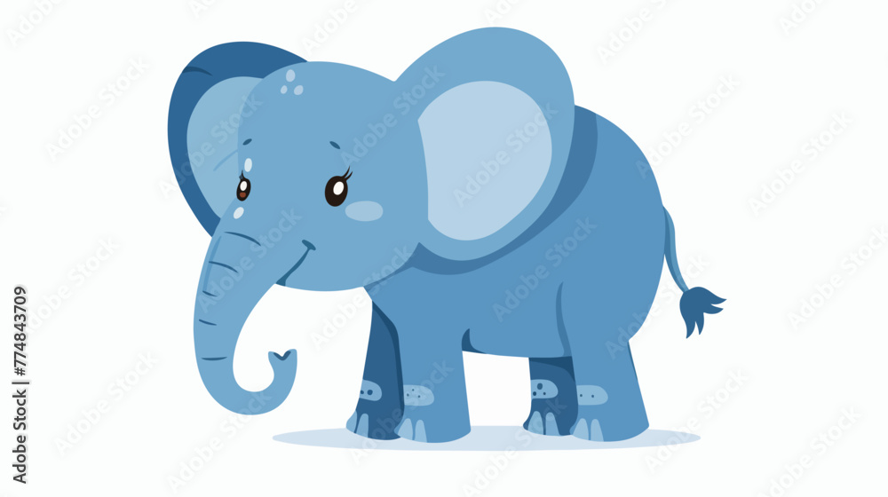 Elephant isolated on white background flat 
