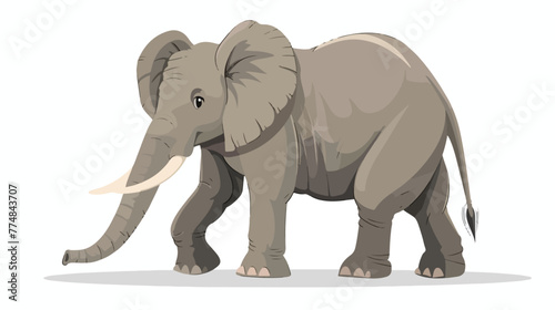 Elephant isolated on white background flat 