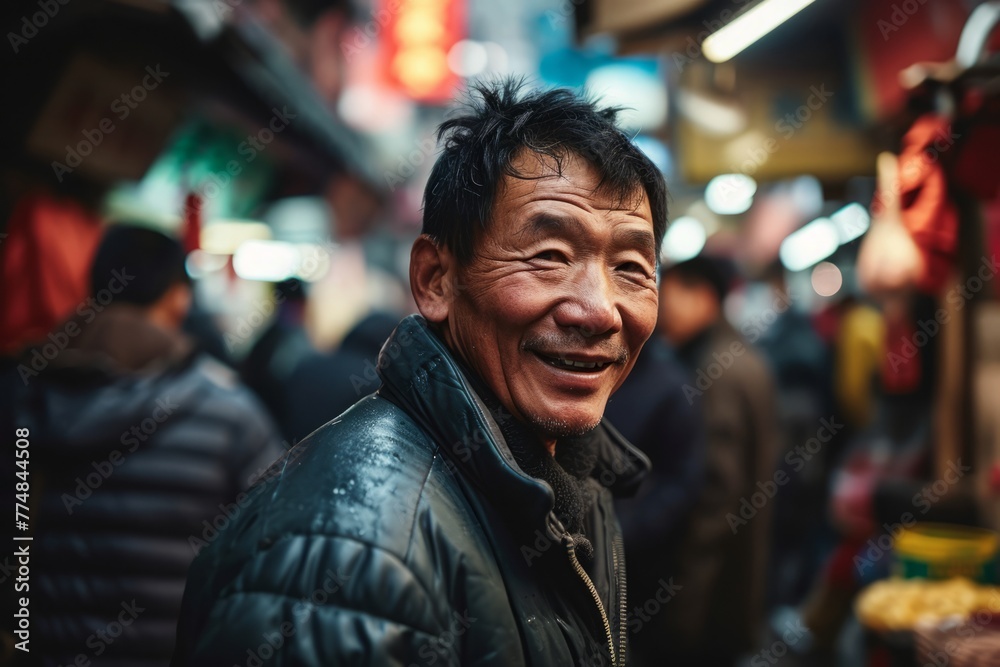 Fototapeta premium Old Chinese man in Hong Kong.