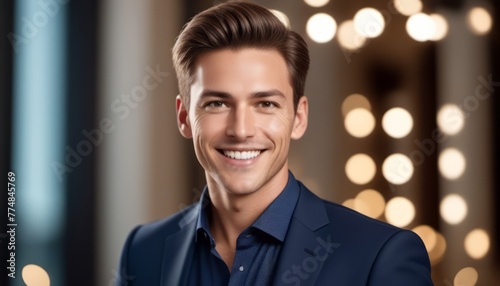 Smiling Man in Blue Suit