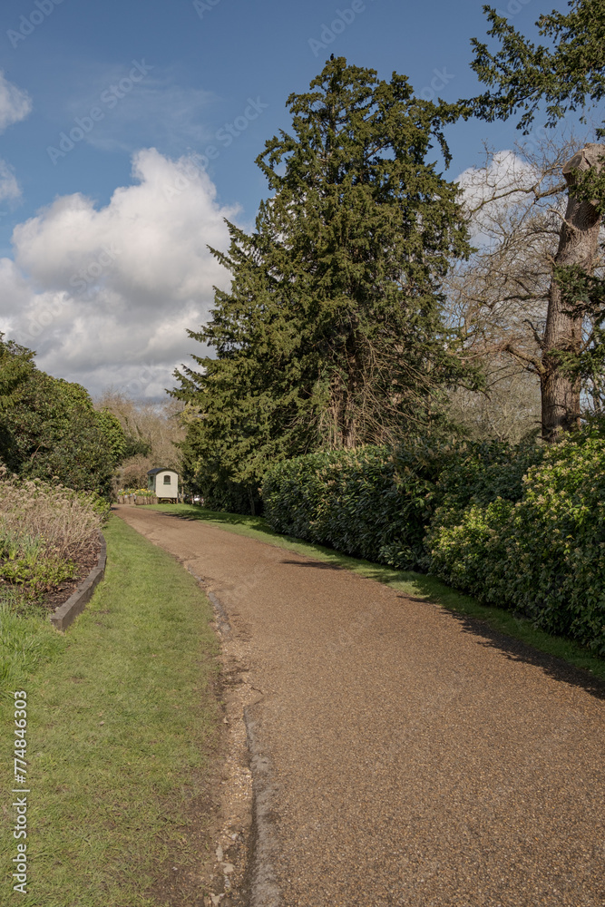 Sunny walk around Petworth House gardens, West Sussex, England, April 2024