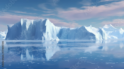 View of icebergs and beautiful transparent sea © jiejie