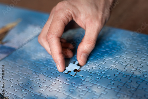 The last piece of jigsaw puzzle concept for solutions and completion