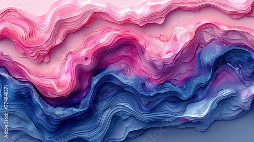 Beautiful abstract 3D background with smooth wavy lines. 3d illustration